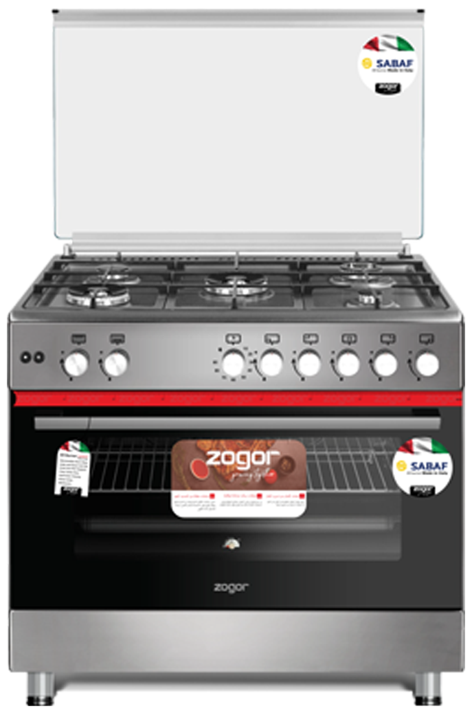 Zogor ZRC1000 - Gas Cooker - 5 Burners - Silver