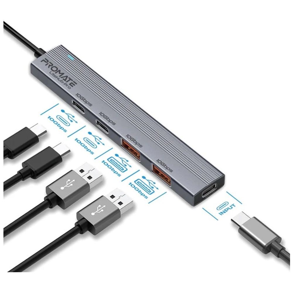 Promate Promate LiteHub Pro - High Speed 4 in 1 USB-C Hub - 2×USB-A & 2×USB-C - 10Gbps Data Transfer 10Gbps – 40,000 IQD Iraq