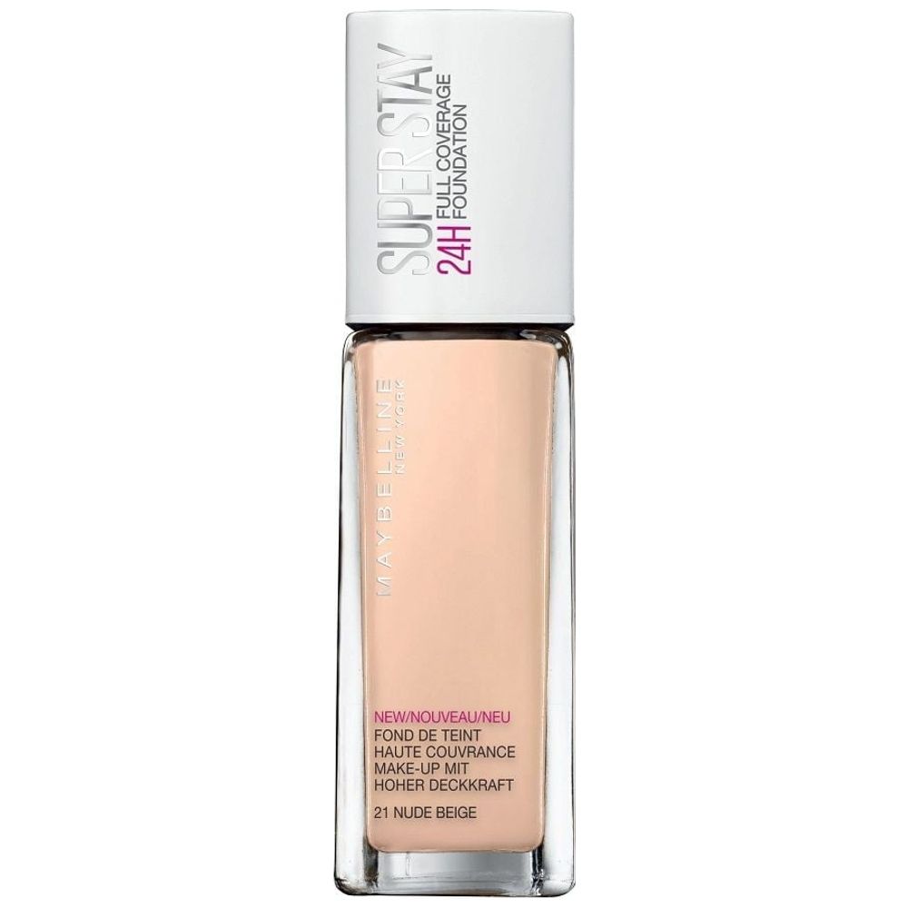 Maybelline Super Stay 24H Full Coverage Foundation,  21 Nude Beige - 30 ml