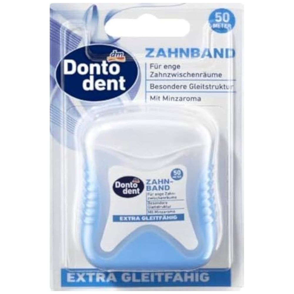 Dontodent Dental Floss Tape - cleans between teeth easily and provides mint freshness, 50 m