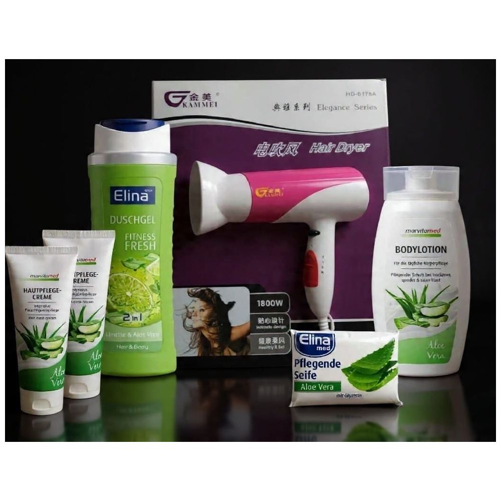 Elina Med Skin & Hair Care Set - 5 Piece + Free Hair Dryer