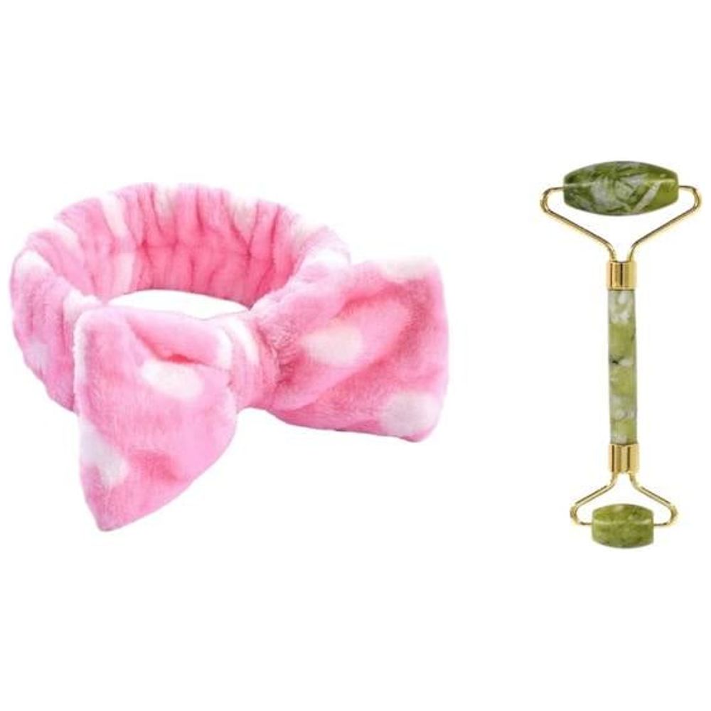 Jade stone roller for face and headband