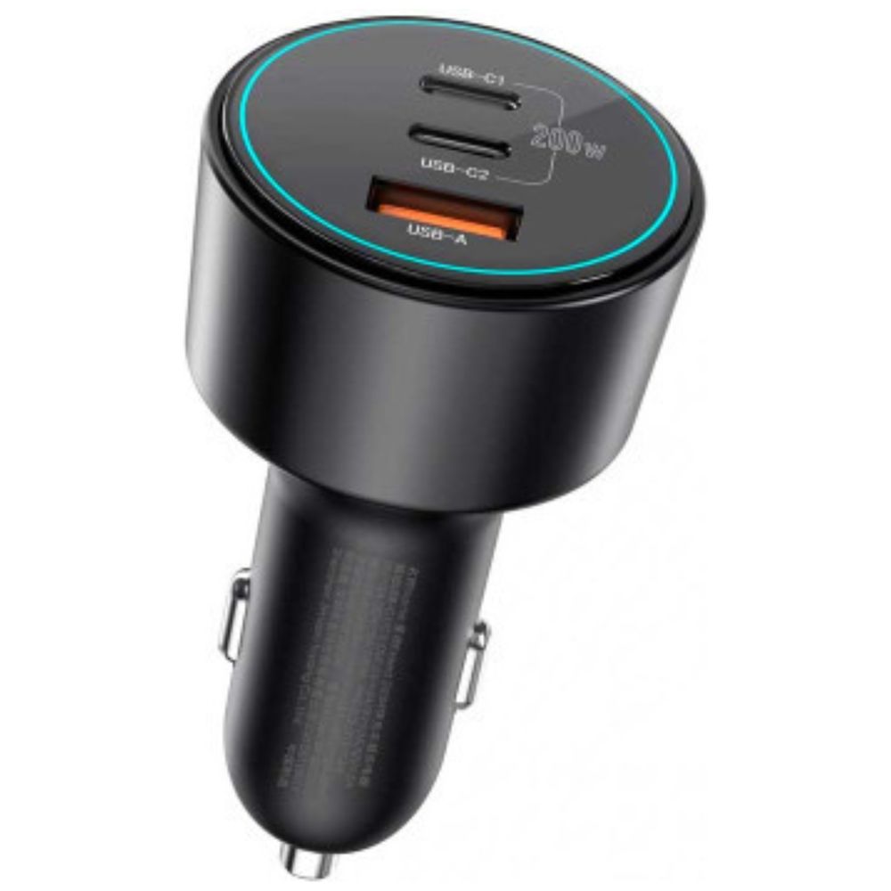 wibo WiWU Starship Wi-QC026 - Car Charger - 200W Fast Charging - Sleek & Practical Design - 3 Ports - Black 200W, 3 Ports