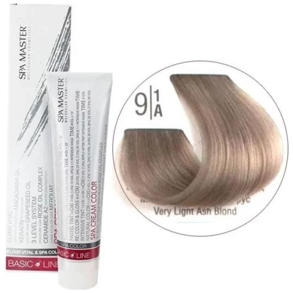 Spa Master Hair Color - Very Light Ash Blond 9/1A + Oxygen 30 Vol