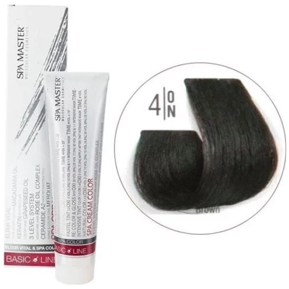 Spa Master صبغة شعر - درجات بني 4/0N + أكسجين 20 Vol