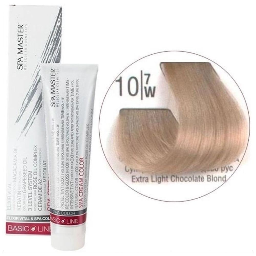 Spa Master Hair Color - Ultra Light Chocolate Blond 10/7W + Oxygen 30 Vol
