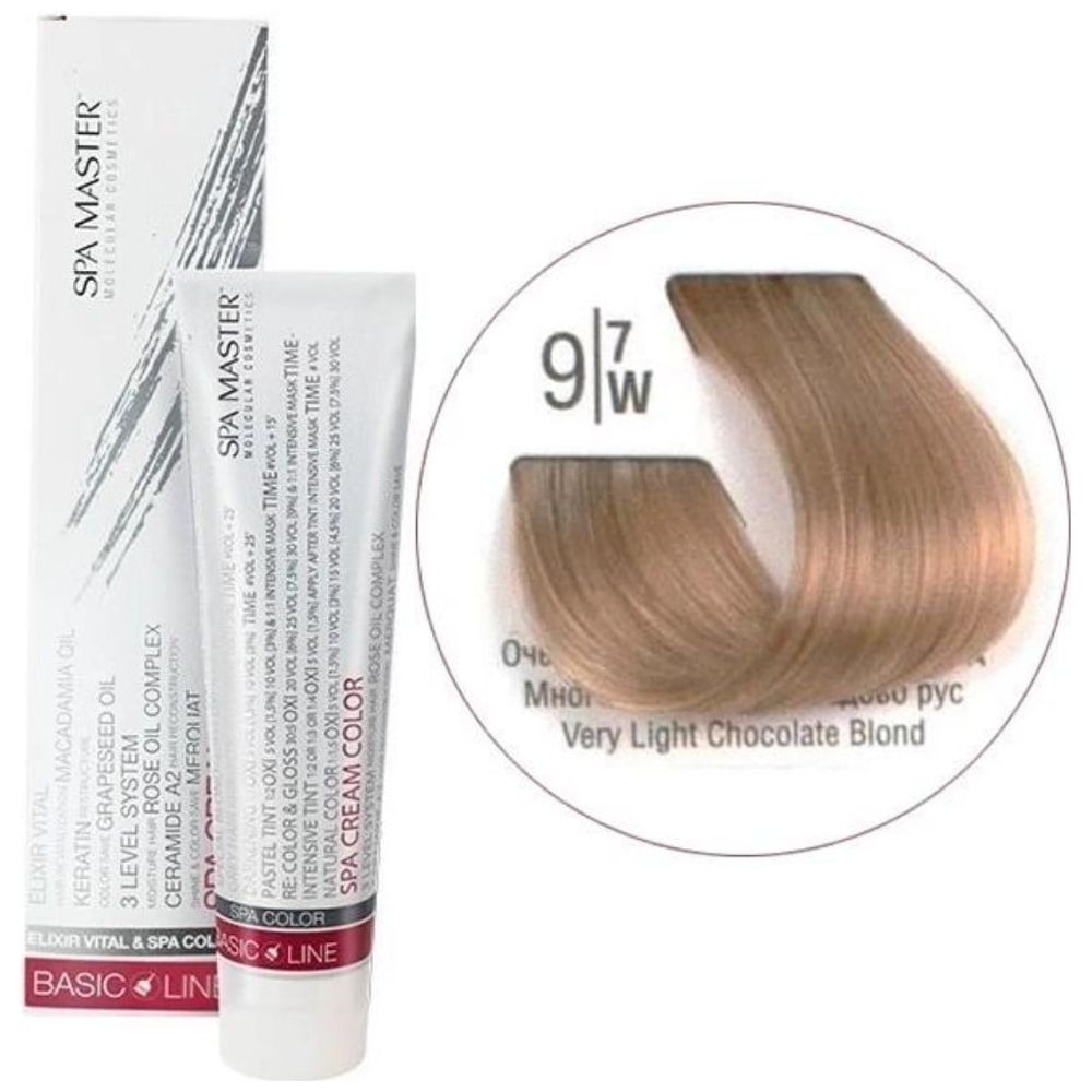 Spa Master Hair Color - Very Light Chocolate Blond 9/7W + Oxygen 30 Vol
