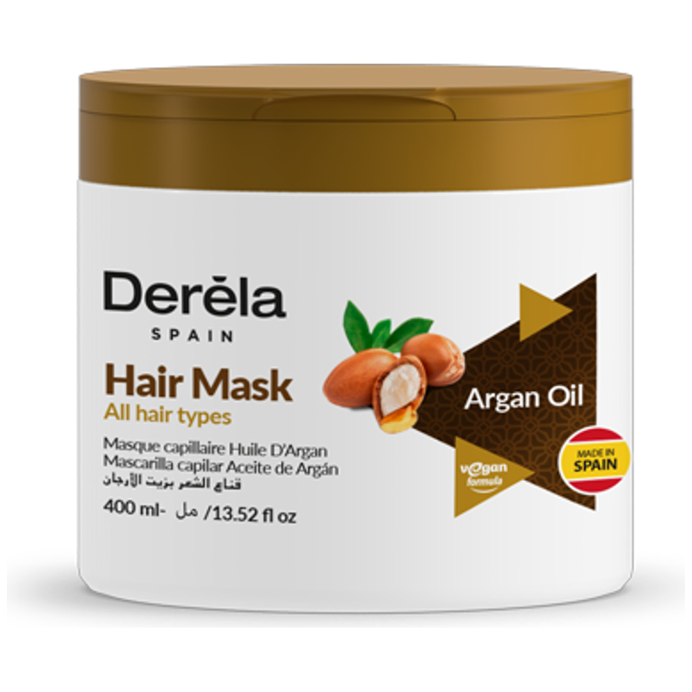Derela Spain قناع الشعر بزيت الأركان - لجميع أنواع الشعر، 400 مل