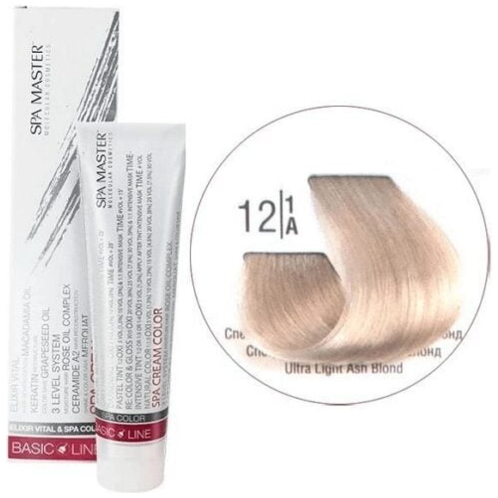 Spa Master Hair Color - Ultra Light Ash Blond 12/1A + Oxygen 20 Vol