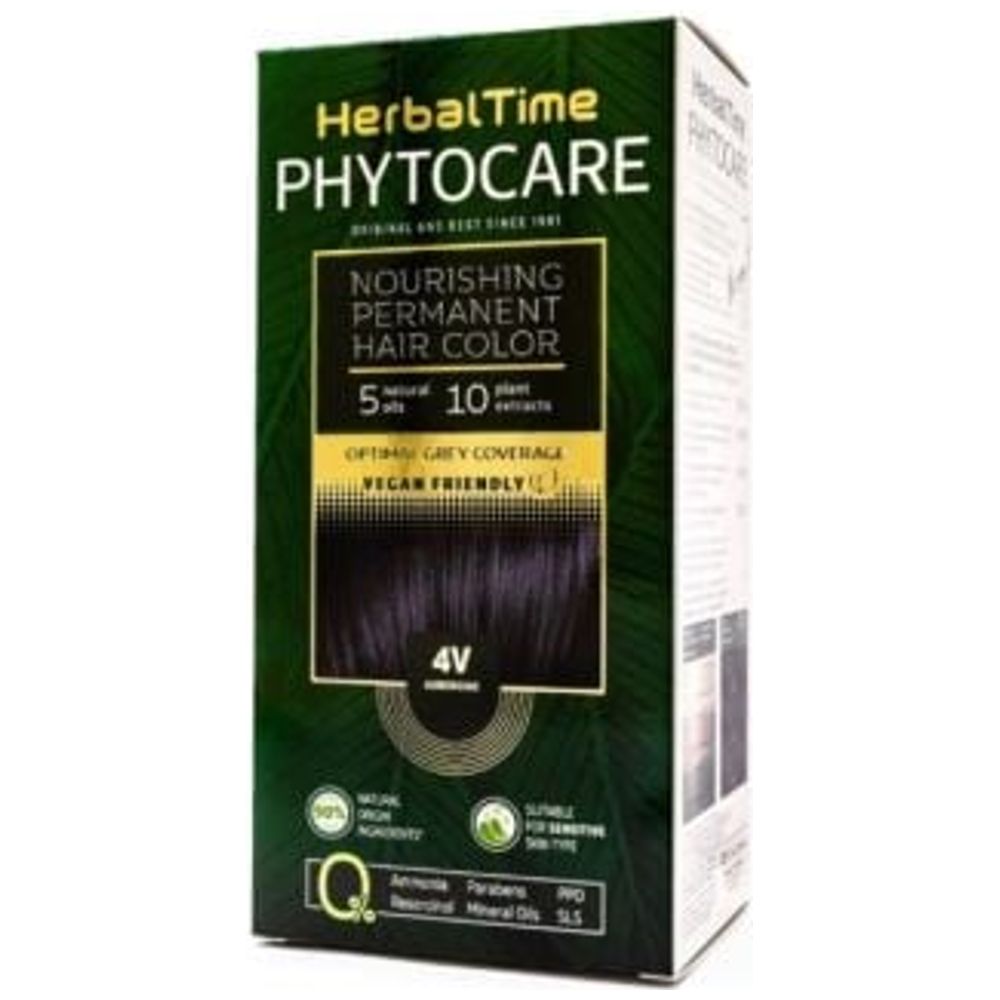 Herbal Time صبغة شعر دائمة مغذية - 4V - خالية من الأمونيا للشعر الرمادي