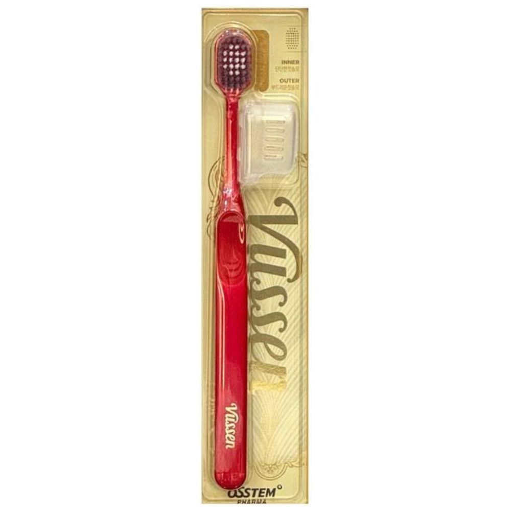 Vussen Double-Wide Antibacterial Toothbrush - Red
