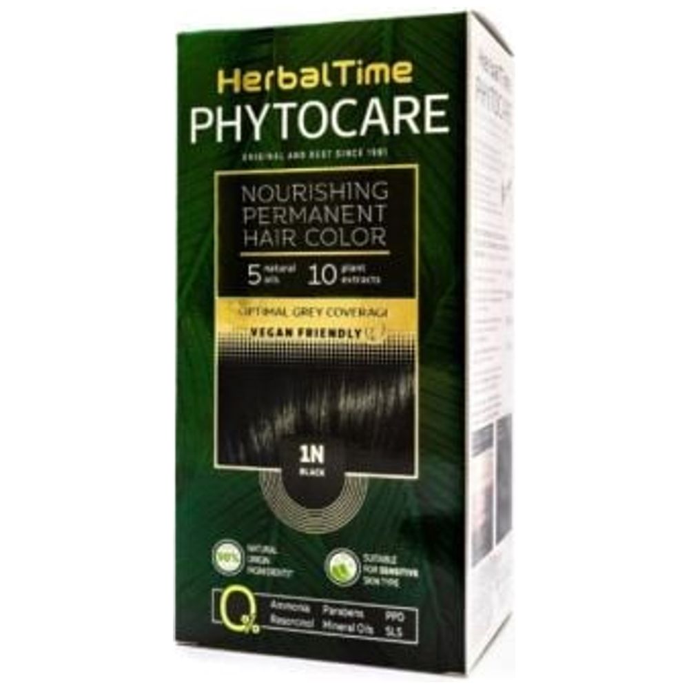 Herbal Time صبغة شعر دائمة مغذية خالية من الأمونيا - 1N