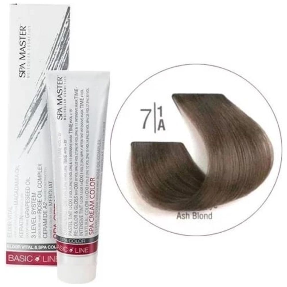 Spa Master Hair Color - أشقر رمادي 7/1A + أكسجين 20 فول