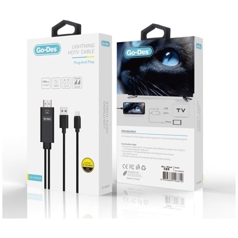 Go-Des Go-Des GD-HM806 - Cable 2 in 1 - 1.8 m 1.8m