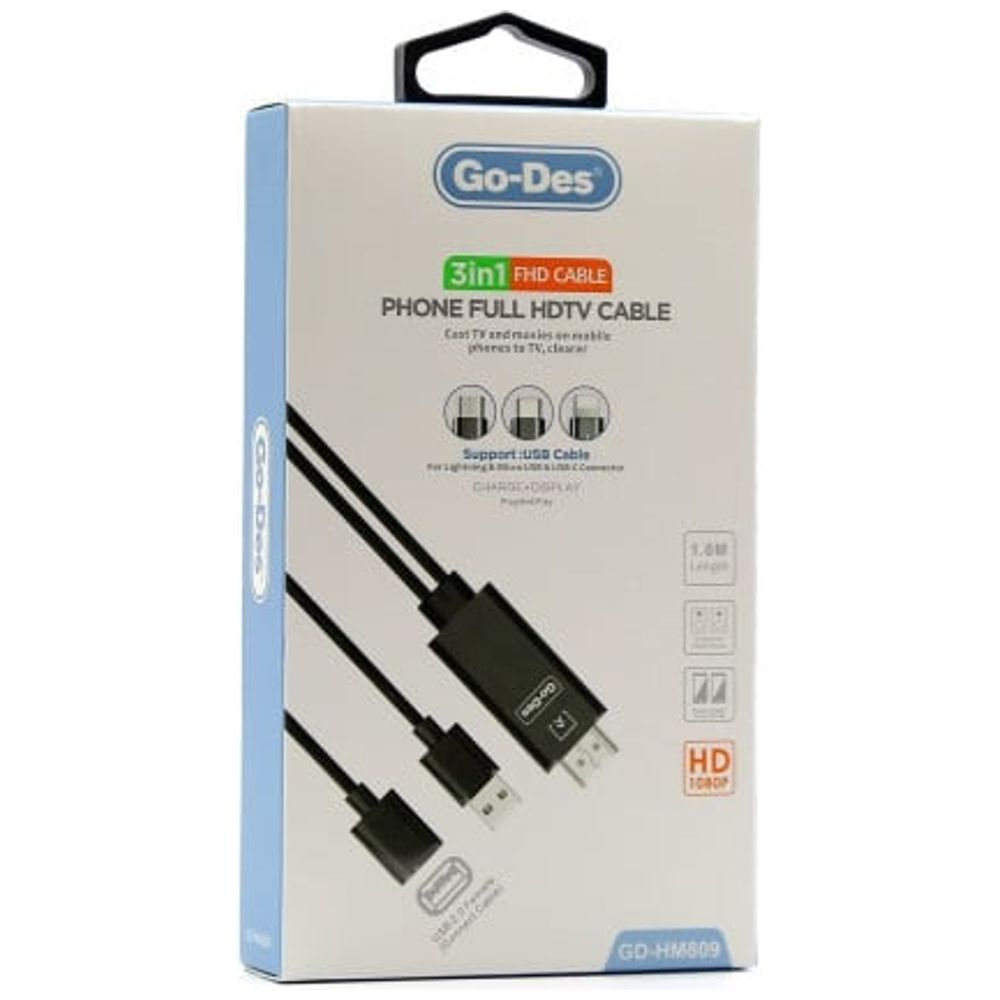 Go-Des Go-Des GD-HM809 - Cable 3 in 1 - 1m 1m