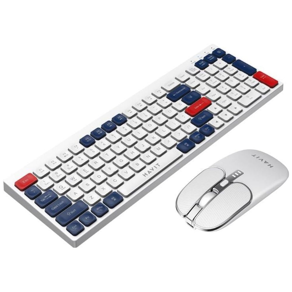 Havit Havit HVKB KB830WB AR WH - Wireless Keyboard and Mouse Set - Up To 400 mAh - Bluetooth 5.1 - White 400 mAh – 44,630 IQD Iraq