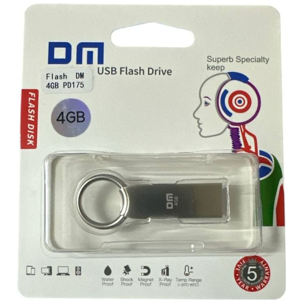 DM DM Metal USB Flash Drive - 4GB - Compact Elegant with Keyring for Daily Use - Silver 4GB