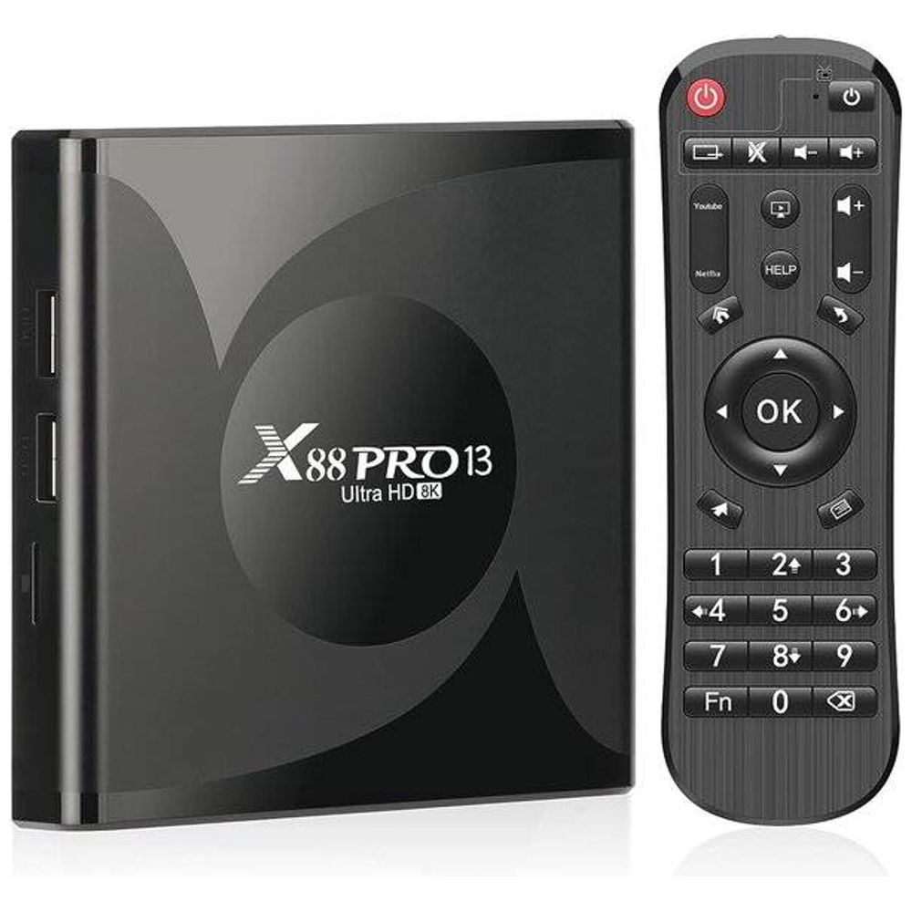 X88 Pro 13 Android TV Box - 8K Ultra HD - Easy-to-use Android OS with full control via the included remote - Black 8K