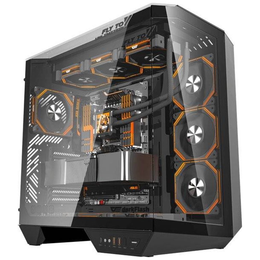 Dark Flash DarkFlash DY470 PC Case - Triple-Tempered Glass Design - Black