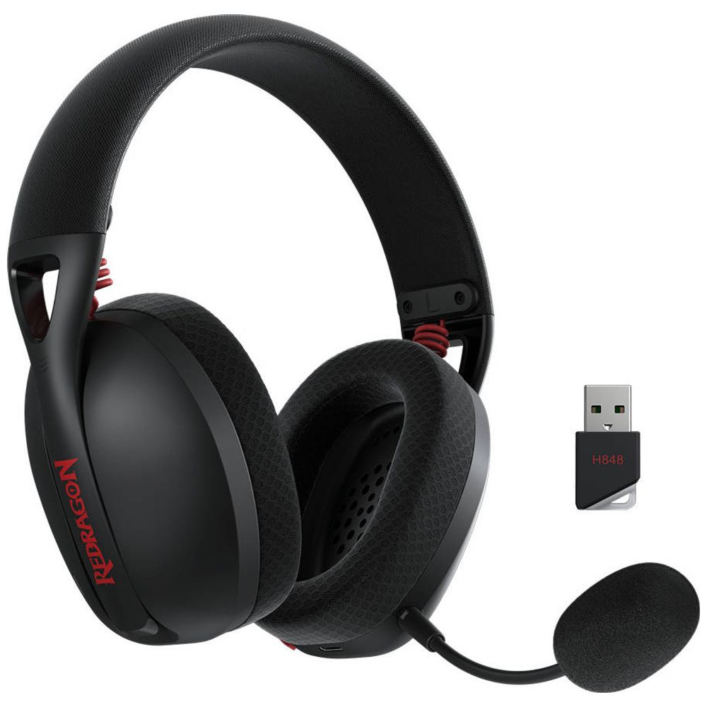 Redragon H848 IRE Pro - Over ear Headphones - Tri-Mode Connection - 40MM Driver Size - 7.1 Virtual Surround - Detachable Microphone - 2.4G/BT/Wired Connectivity - Black 40MM – 58,000 IQD Iraq