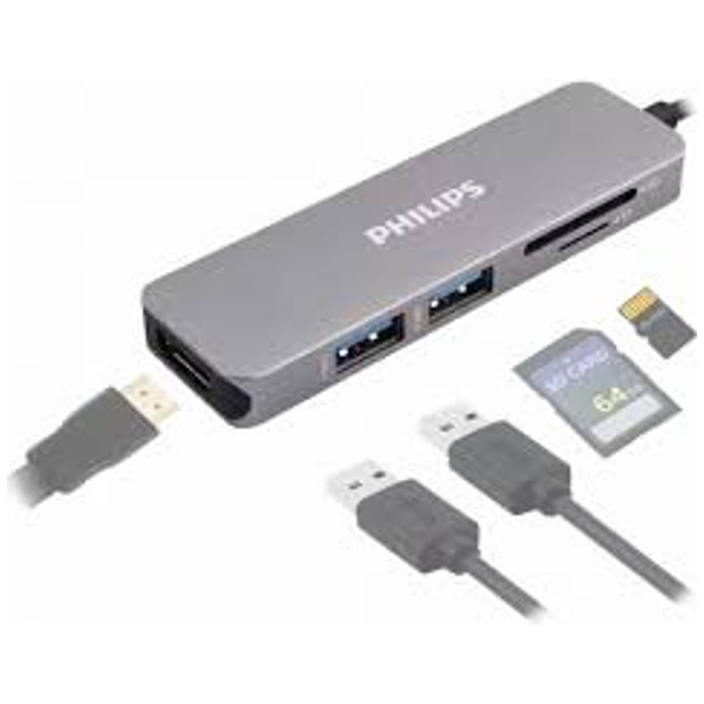 Philips Philips SWR1608C/93 - USB-C Hub 5 in 1 - Gray 5-in-1