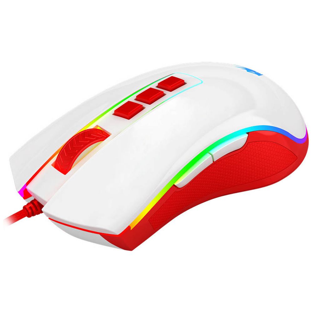Redragon Cobra Cherry M711C Gaming Mouse - Up to 12400 DPI - 8 Programmable Buttons - 1.8m Cable Length - White 12400 DPI