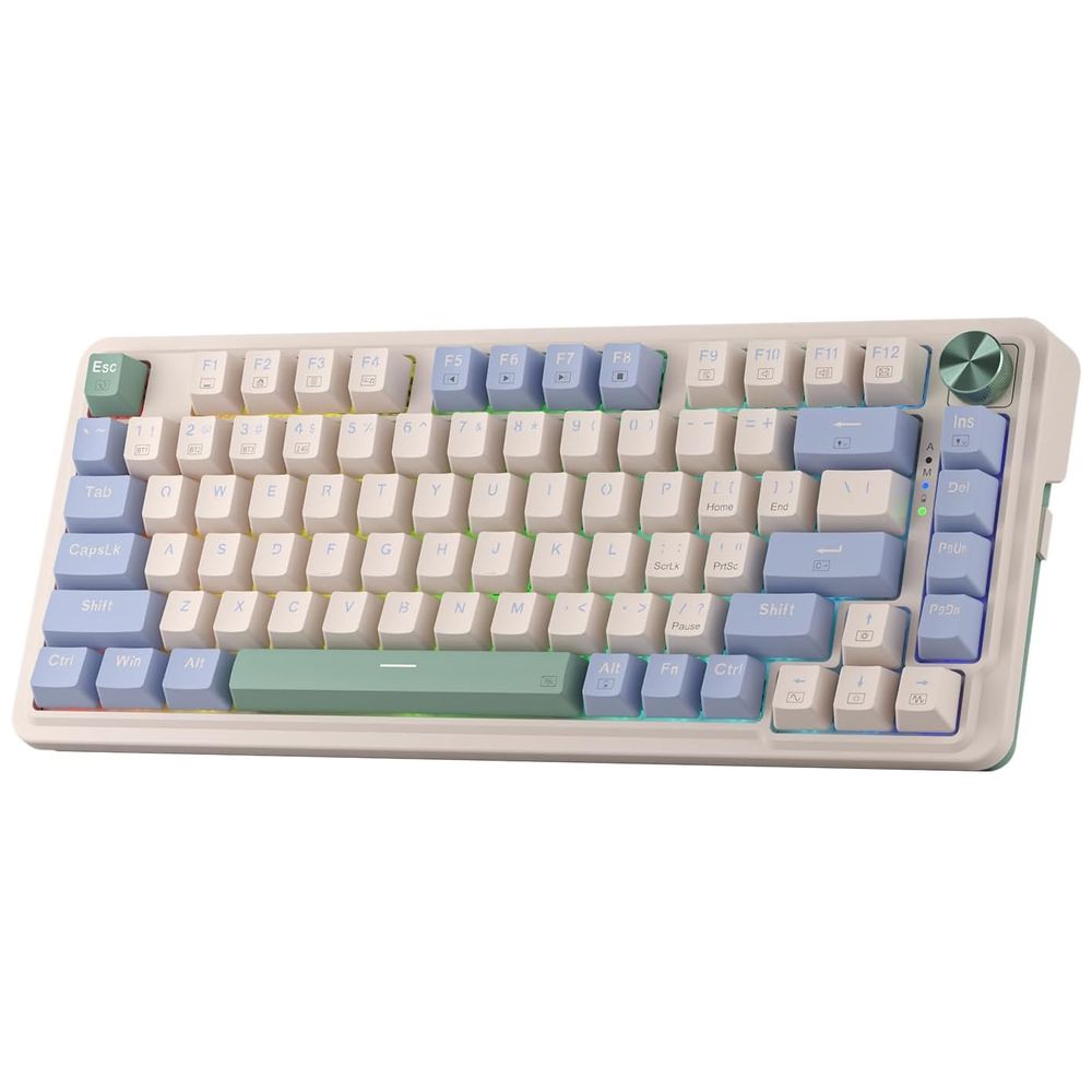 Redragon K673 Pro - 75% Wireless Mechanical Gaming Keyboard - Gasket Mount with Noise Dampening - Tri-Mode Connectivity - White 75%
