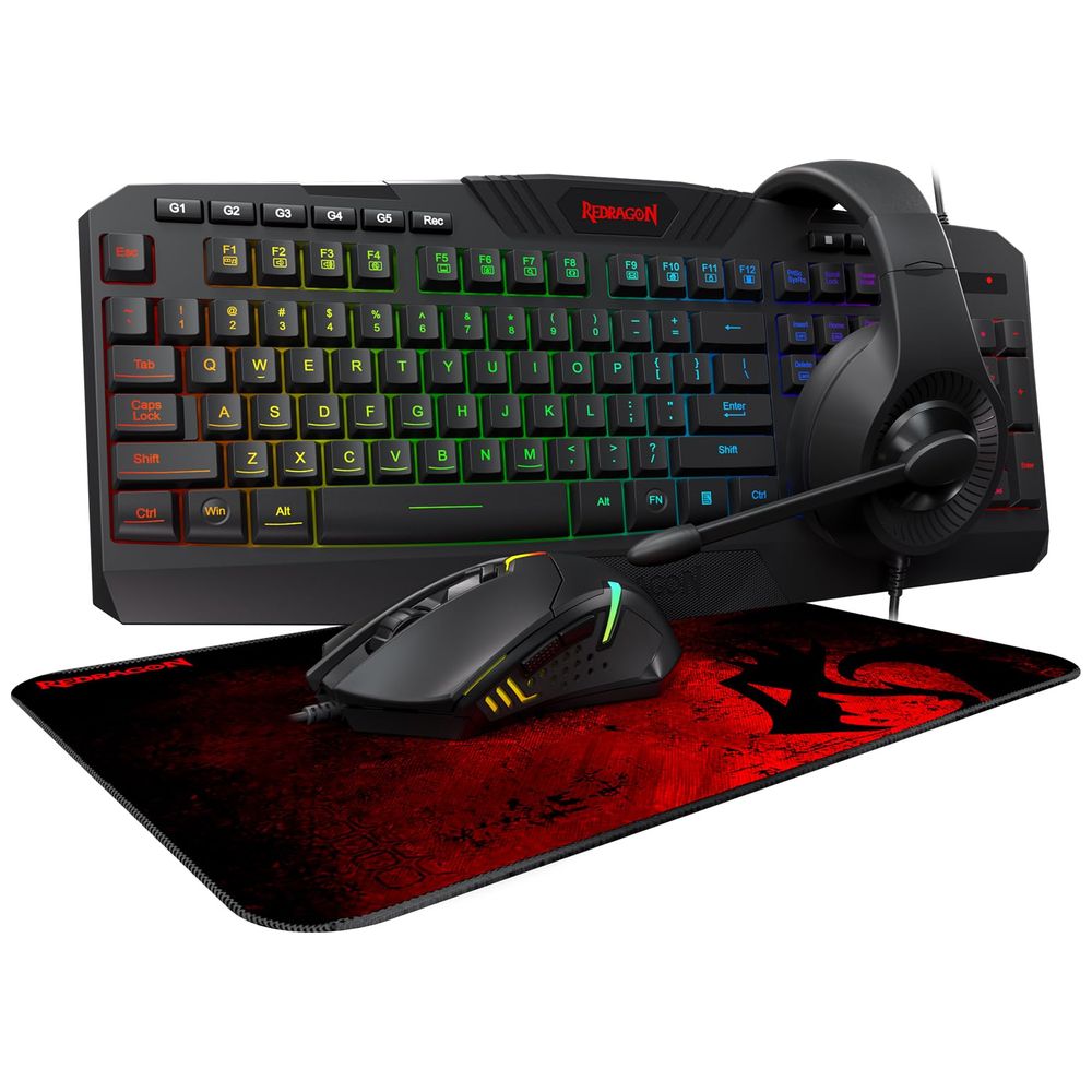 Redragon S101 - Keyboard Wired With Mouse, Headphone, Mouse pad - RGB - 3200 DPI - Black 3200 DPI – 65,000 IQD Iraq