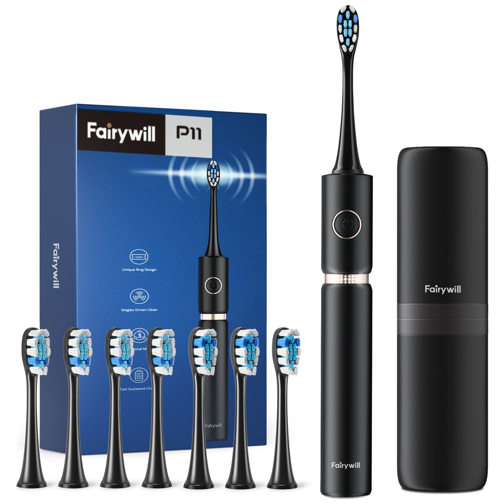 Fairywill P11 Plus - Battery Powered Toothbrush - Black