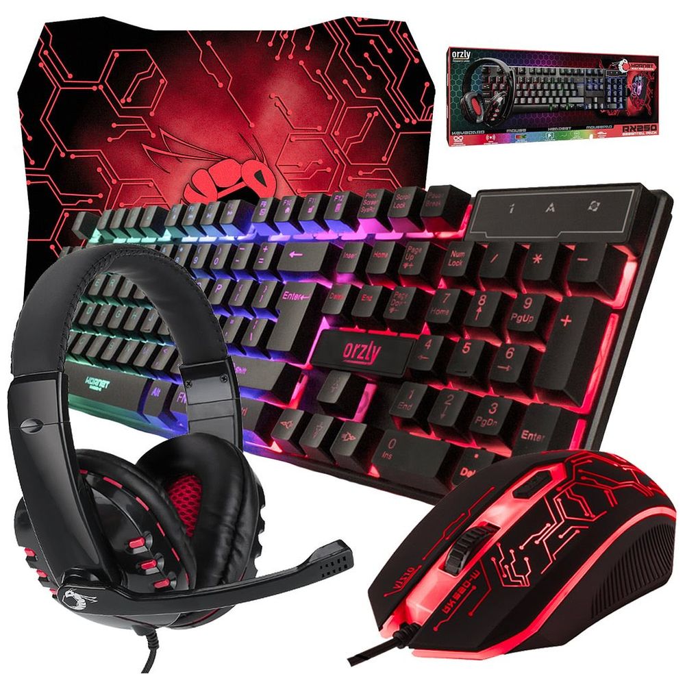 Orzly Or-rbh - Wired Keyboard & Mouse & headphones & Mouse pad Combo - Black – 68,500 IQD Iraq