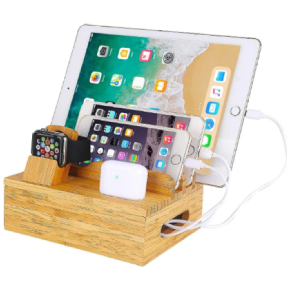 Lightzz Multi-Device Bamboo Charging Station - Wireless Charger - wood – 38,500 IQD Iraq