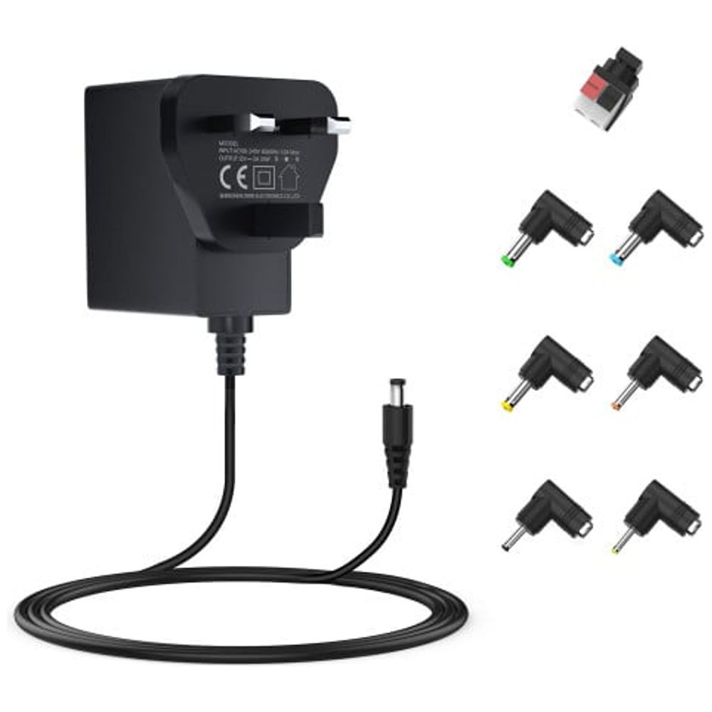 Jufd x001boeket - Universal 12V Power Adapter with 7 Replaceable Connectors - 24W - 1.5m - Black 12V 24W 1.5m – 27,250 IQD Iraq
