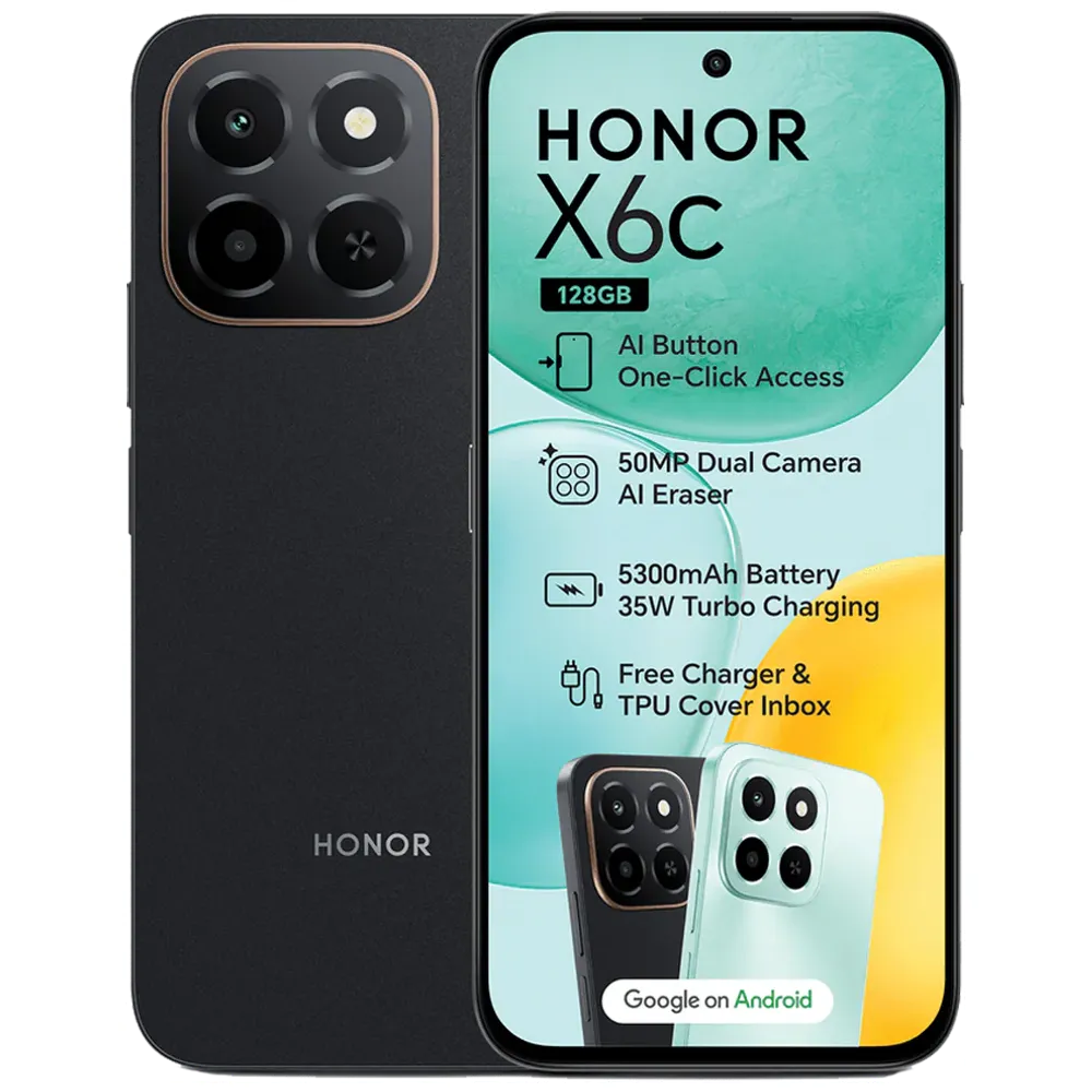 Honor X6c - Dual SIM - 6.61 inch - MediaTek Helio G81 Ultra - 5300mAh, 35W Charging - AI Features 6.61-inch