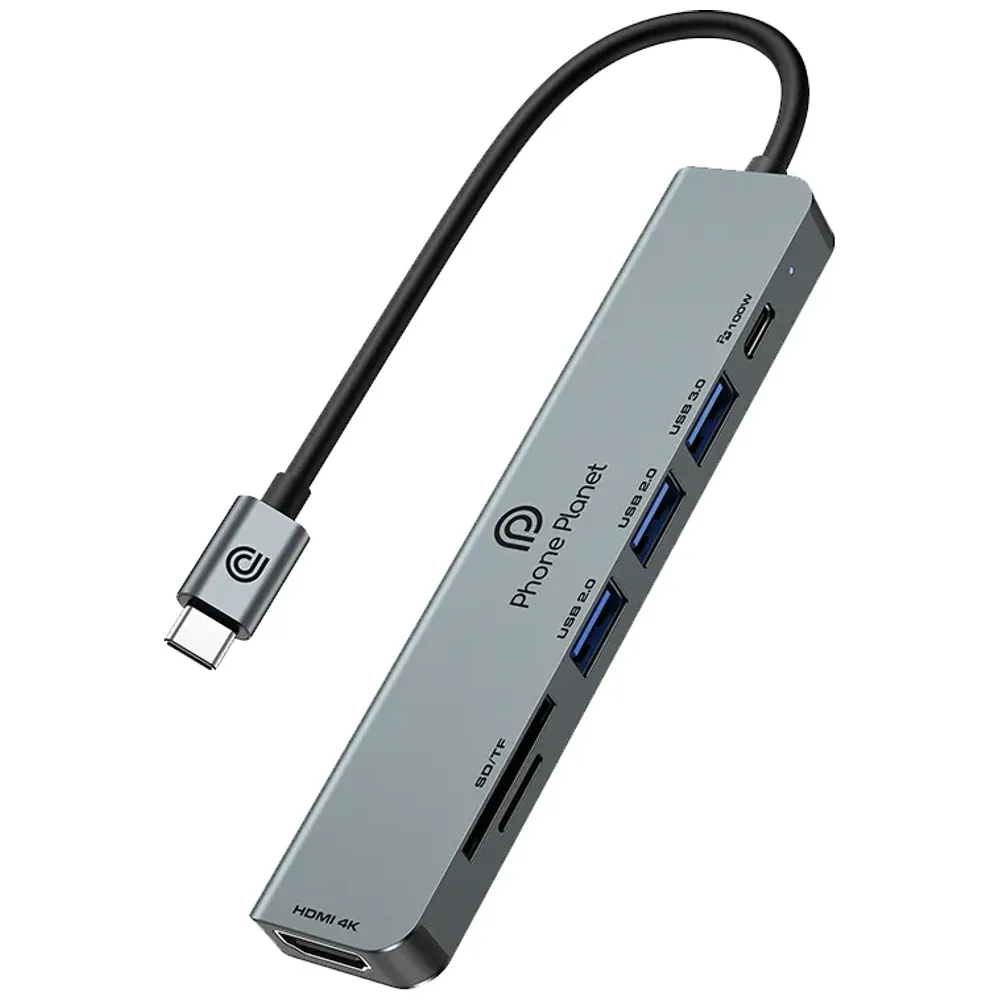 Phone Planet PP-DS07 - 7-in-1 Type-C Multifunction Hub - Gray
