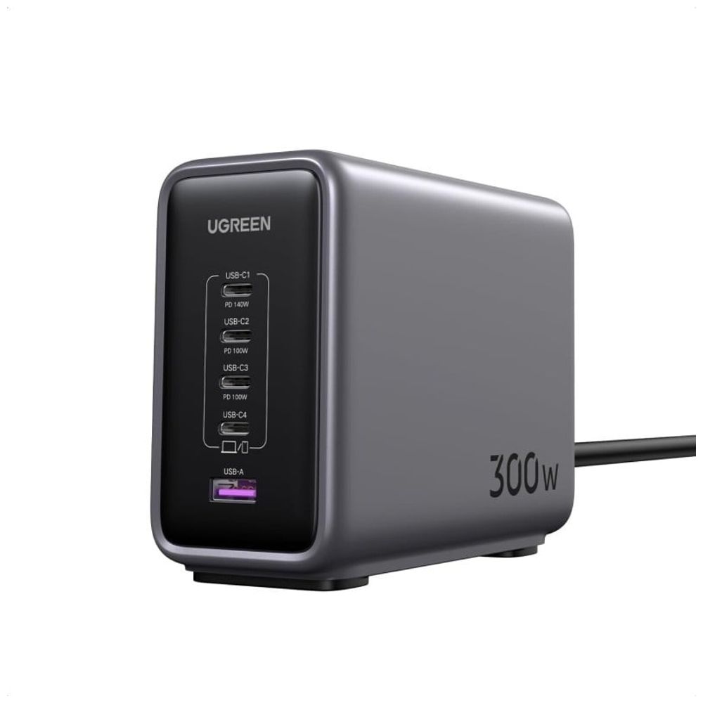 Ugreen Ugreen High-Performance Charging Hub - 300W GaN Fast Charger - 4 Ports - Gray 300W