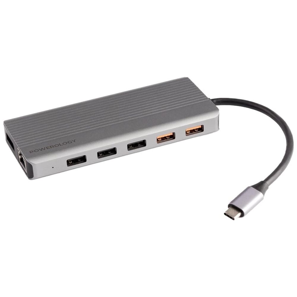 Powerology Powerology 12-in-1 USB-C Hub with HDMI, 100W PD - Gray