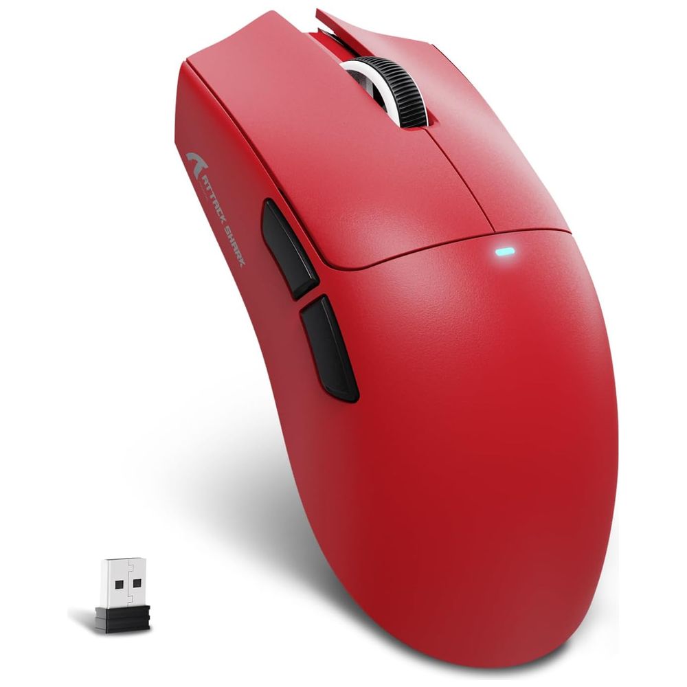 ATTACK SHARK Attack Shark X11SE Gaming Mouse - 3-Mode Connection - PAW3311 Sensor - 1000Hz Response Time - HUANO Switches - Red 1000Hz