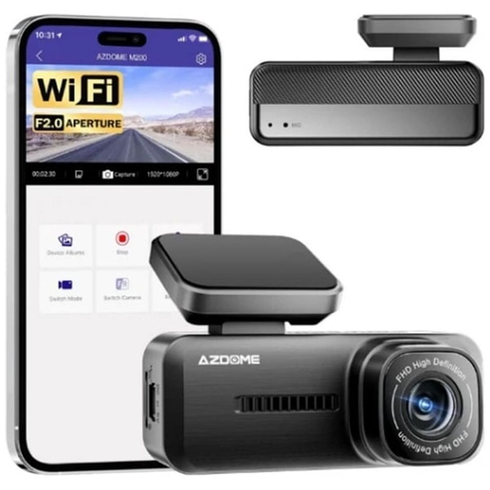 AZDOME M200 - Dash Cam - 1080P Front Video Resolution - Black 1080P
