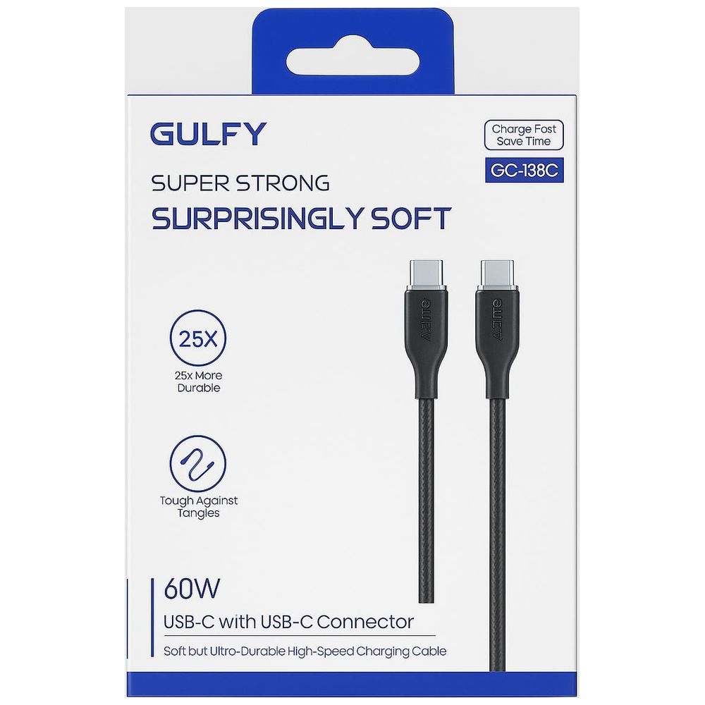 Gulfy - Cable USB-C To USB-C - 1M - 60W - Black 1M 60W – 10,000 IQD Iraq