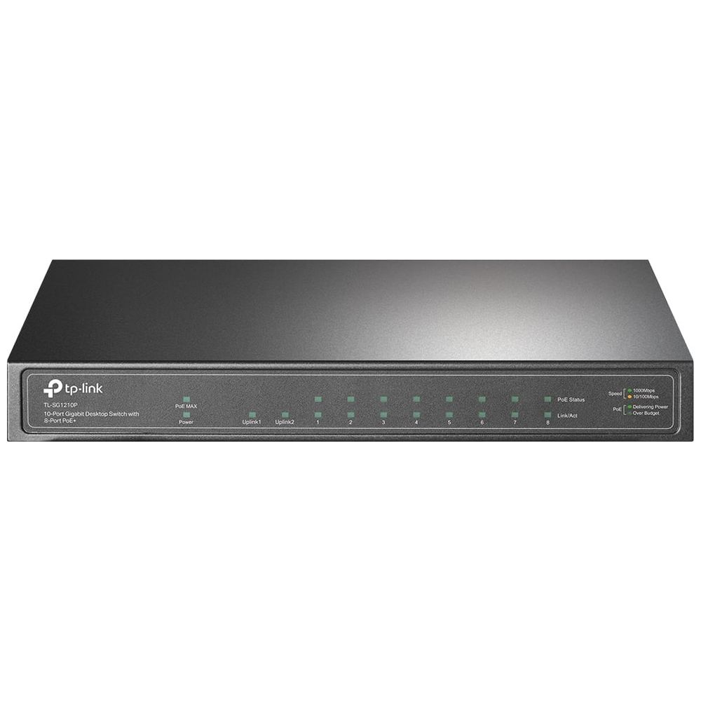 TP-LINK TP-LINK TL-SG1210P - LAN Hub - 1000Mbps - 8Port - Black 1000Mbps, 8Port