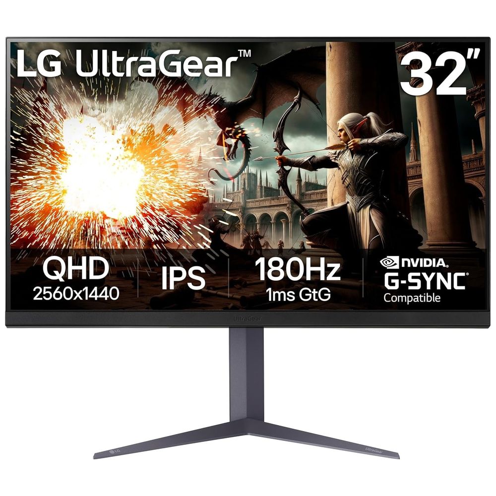 LG LG 32 Inch Ultragear - Gaming Monitor - 180Hz - 1ms - QHD - Black 32 inch