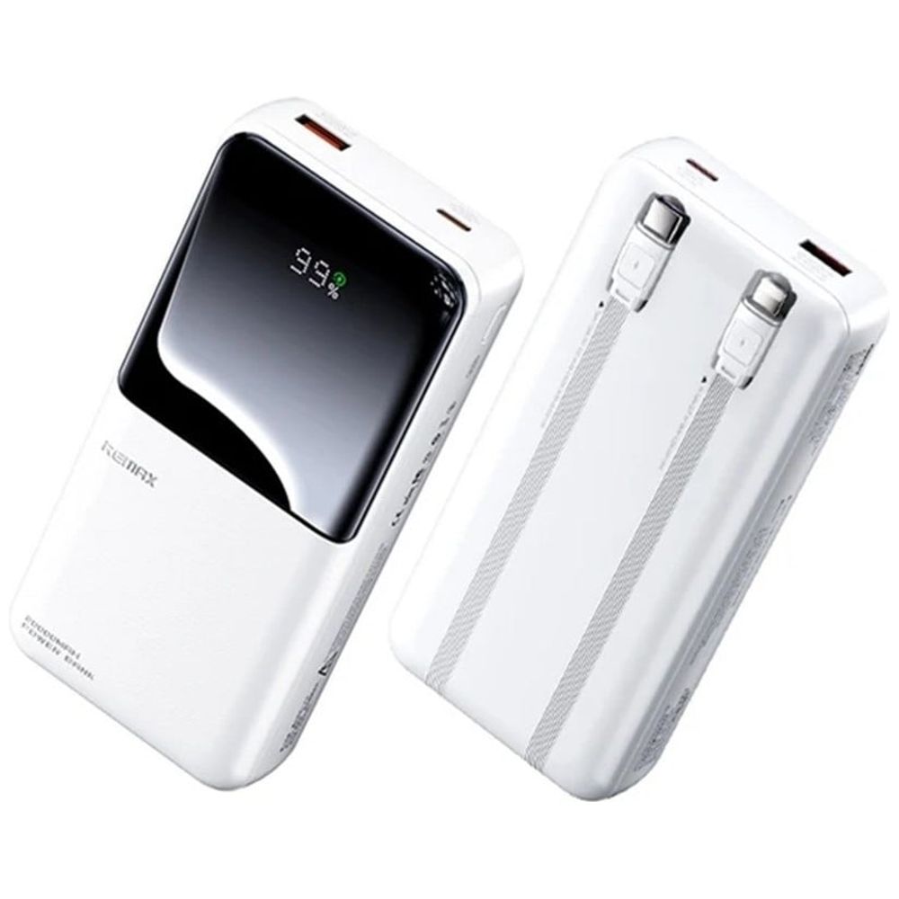 Remax Remax Power Bank - Built-in Cables - 20000mAh - 22.5W/20W - White 20000mAh