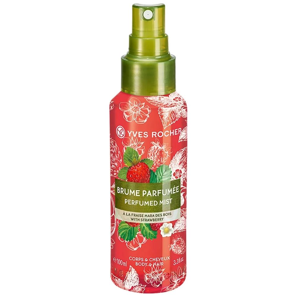 With strawberry extract by Yves Rocher Body & Hair Splash, 100ml