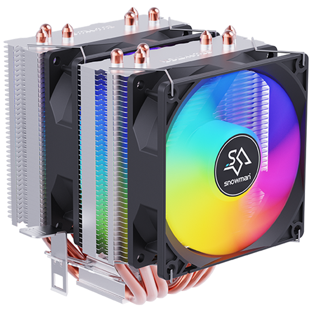 XD Collection mx43 Air Cooler - Three Fans, 900-1400RPM Speed ​​- 4 Direct Contact Copper Pipes - AMD/Intel Compatible 900-1400RPM