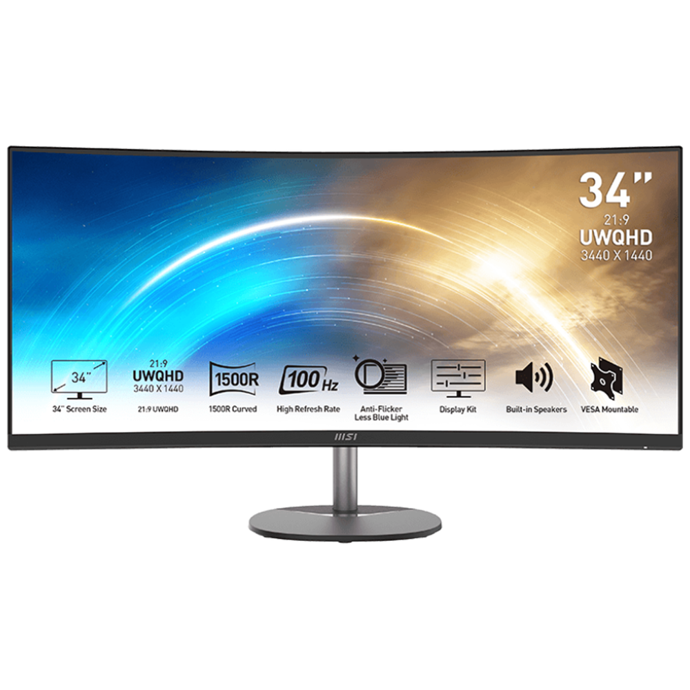 MSI MSI 34-Inch 9S6-3PB2CT-023 - Curved Monitor - 100Hz - 1ms Response Time - UWQHD 3440×1440 - Gaming 34-Inch