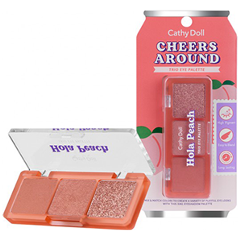 CATHY DOLL Cheers Around Trio Eye Palette, 03 Hola Peach