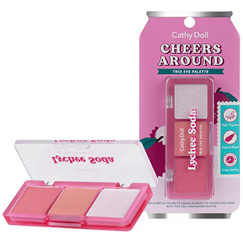 CATHY DOLL Cheers Around Trio Eye Palette, 01 Lychee Soda
