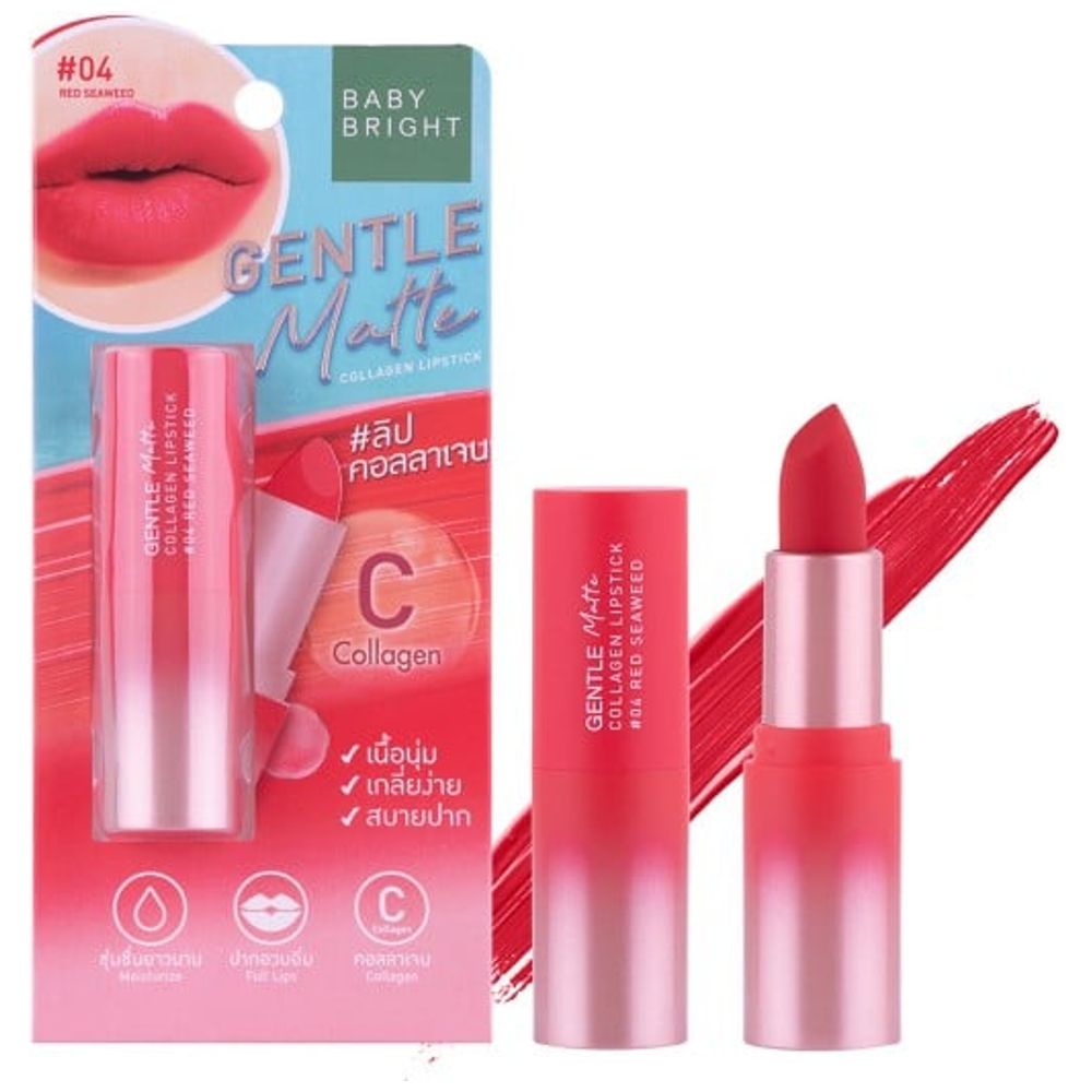 Baby Bright Gentle Matte Collagen Lipstick, 04 red seaweed