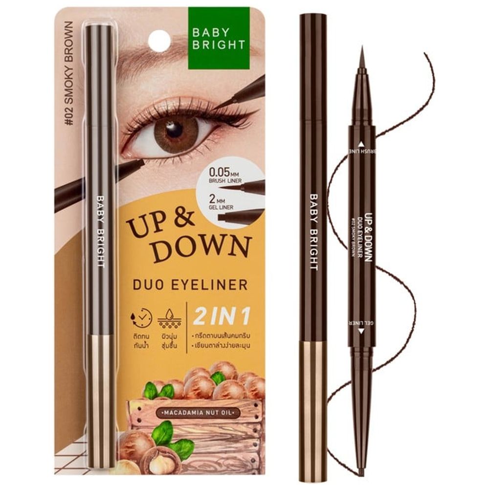 Baby Bright Up and Down Duo Eyeliner, 02 Smoky Brown