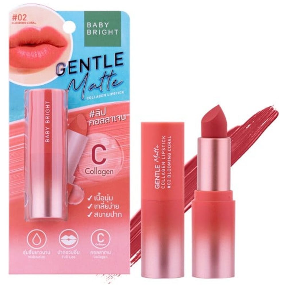Baby Bright Gentle Matte Collagen Lipstick, 02 blooming coral
